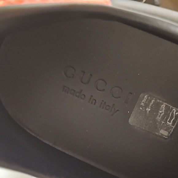 Gucci Ace Black Leather Python Embossed Leather Lace Up Sneakers Men size12 - Picture 4 of 7